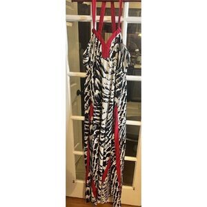 Express Maxi Black White Date Night Wedding Guest Dress Medium   Gg